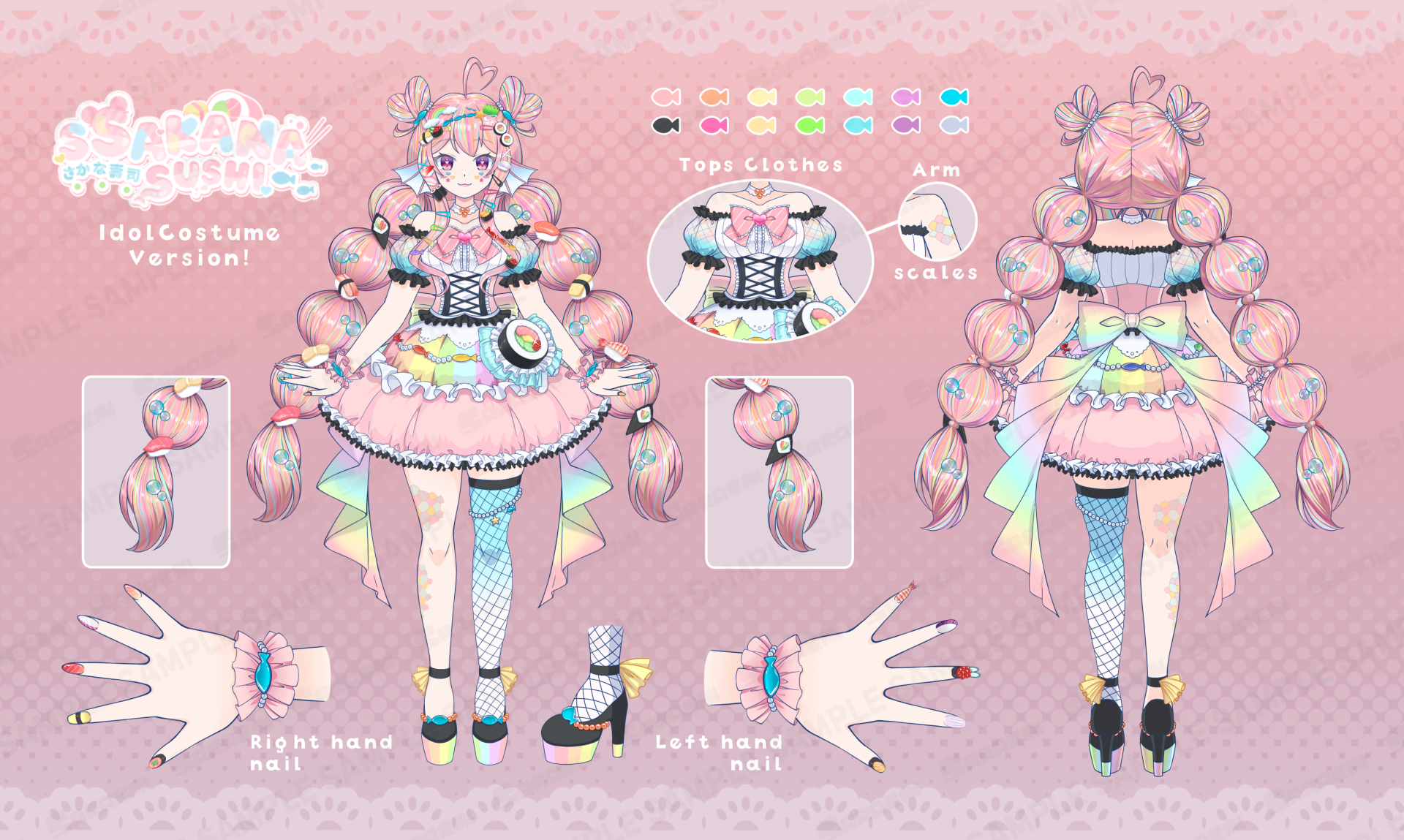 寿司モチーフのアイドルコスチュームデザイン・Live2D用イラスト 制作